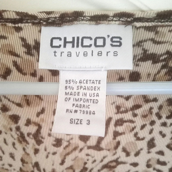 Chicos Travelers Slinky Knit Tie Front Leopard Print Cardigan Vacation Size 3 XL - Picture 7 of 7